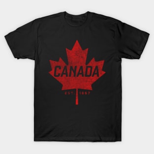 Canada Est 1867 Faded Canada Maple Leaf T-Shirt